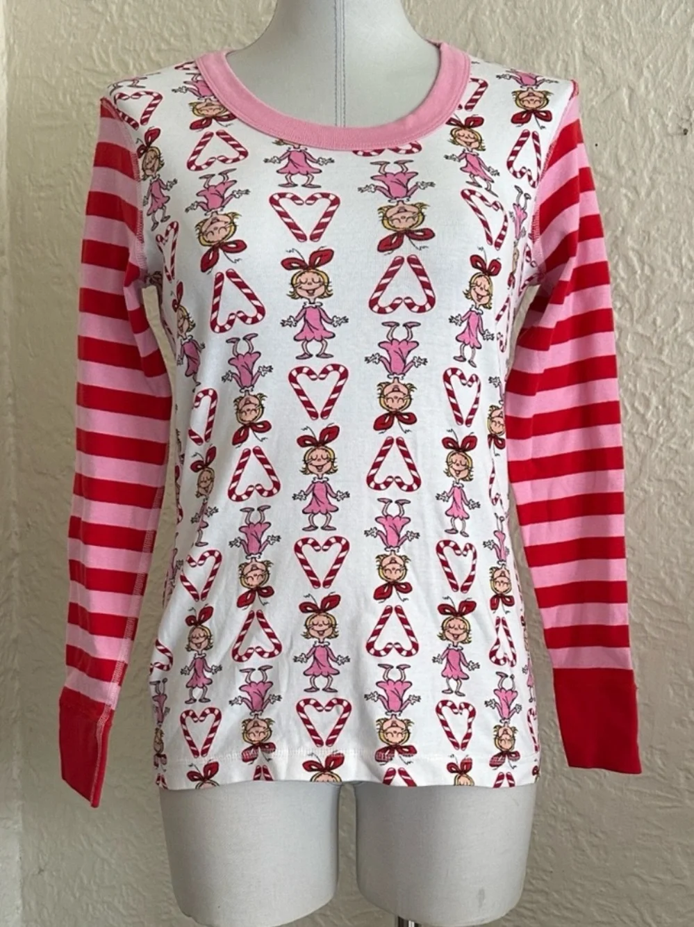 Hanna Andersson x The Grinch Cindy Lou Who Pink Red Stripe Pajama Top Medium